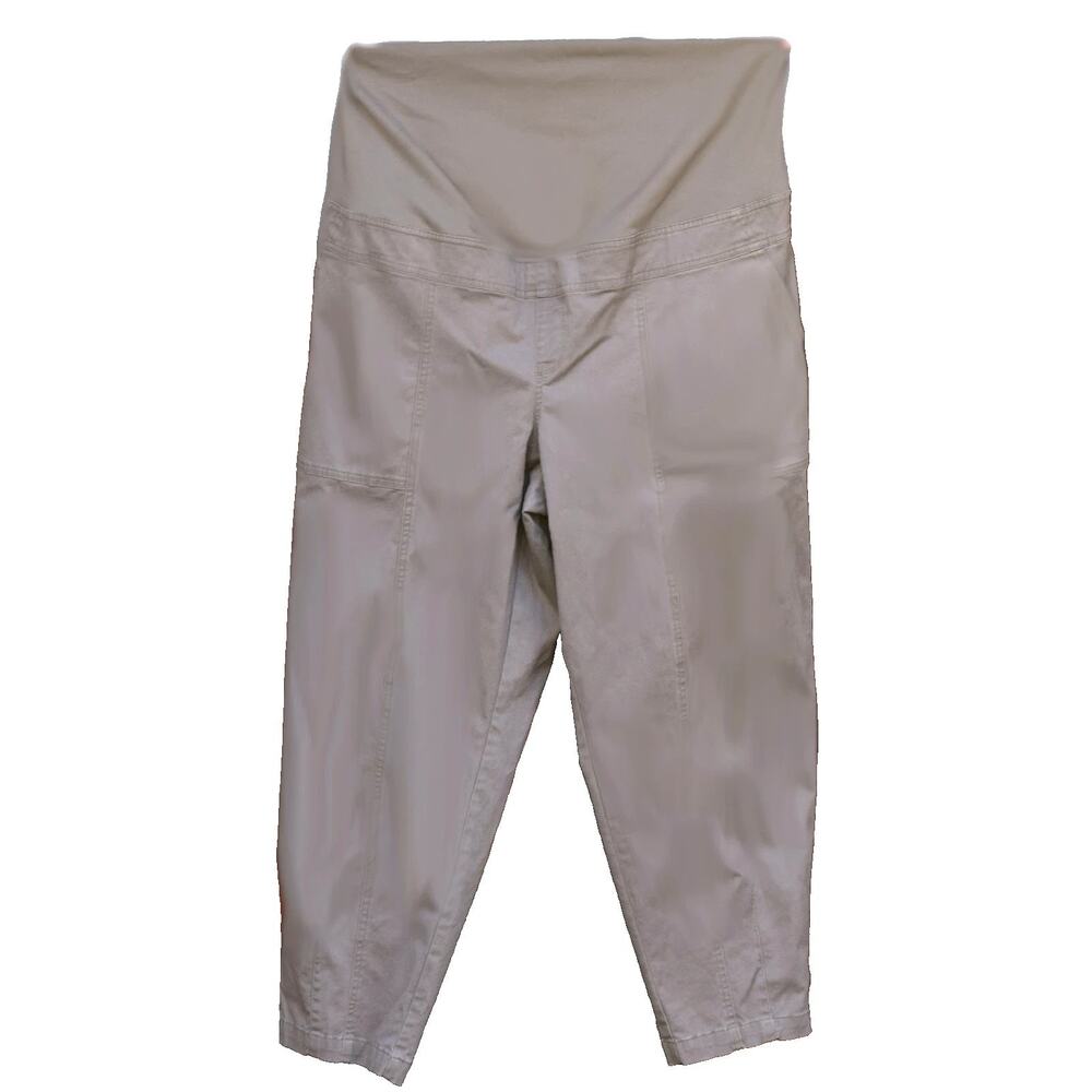 Ingrid & Isabel Women's Maternity Pants Size XL Taupe Barrel Leg Chinos Tapered